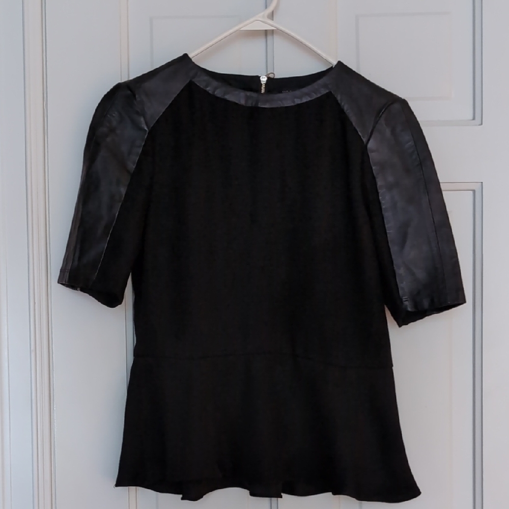 Ted Baker Leather Trimmed Peplum Top